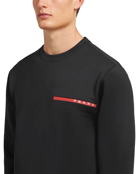 prada recycled double technical jersey sweatshirt|Black Recycled Double Jersey Sweatshirt .